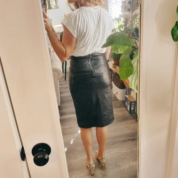 Mason Leather Black Pencil Skirt Zippers size 0 - Picture 14 of 14